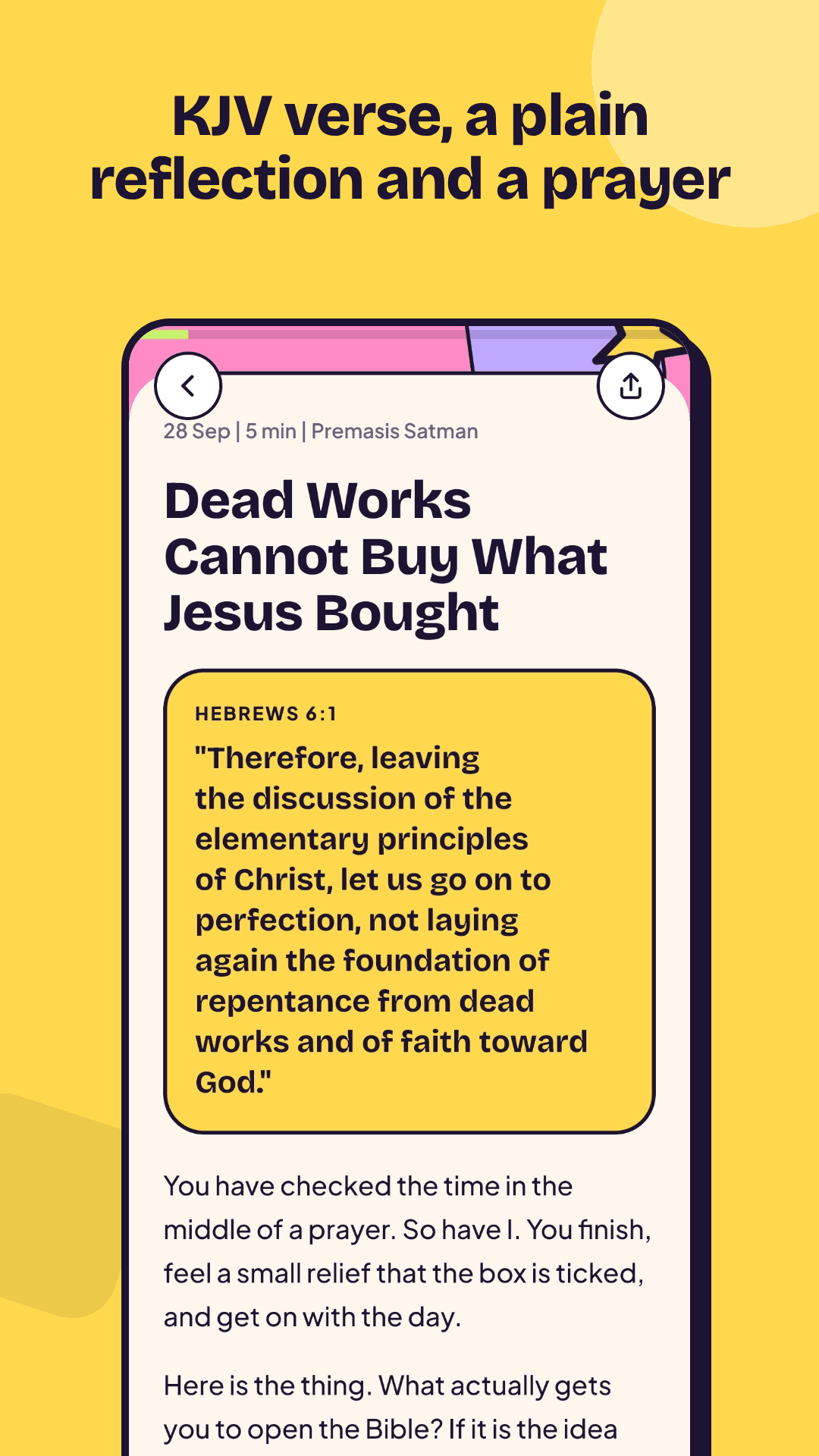 A devotional with the KJV verse and reflection