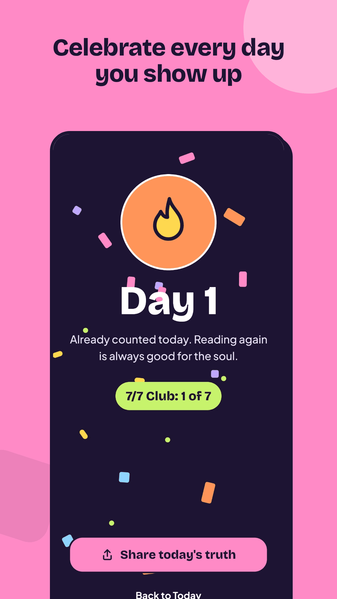Celebration after reading, Day 1